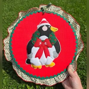 Vintage Christmas Decoration Handmade Puffy Penguin